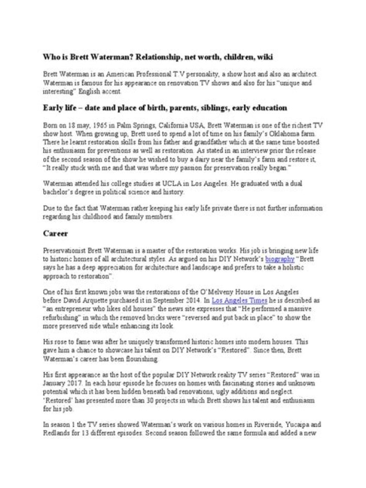 Brett Waterman's Relationship, Net Worth, And The Factors Shaping His Success